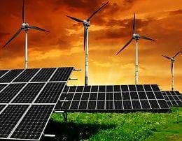 solar and wind power photo representing agricultural lending