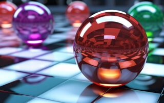 3D illustration of shiny transparent balls